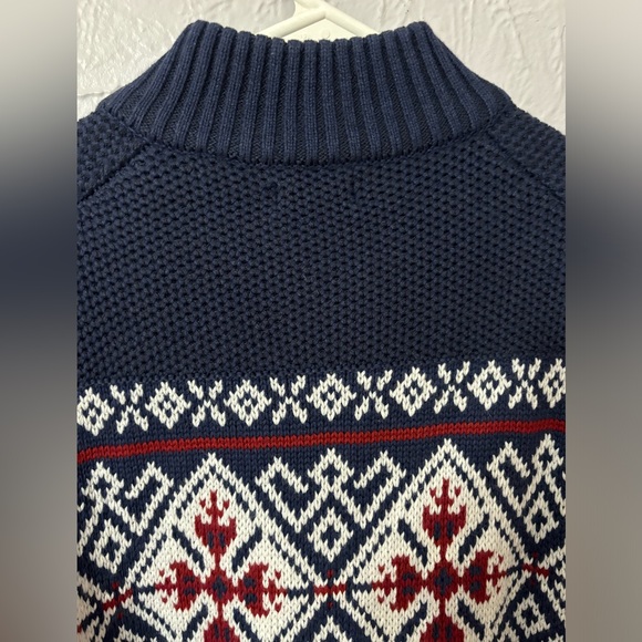 NWT Izod Men’s Navy Blue - White & Red Holiday 1/4 Zip Sweater - M - Picture 12 of 12